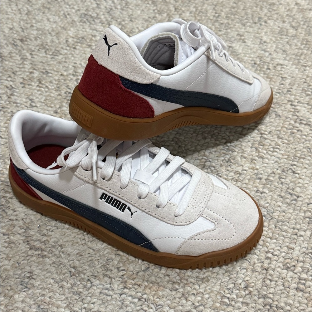 Puma White Sneakers with Red and Blue Accents NWOT